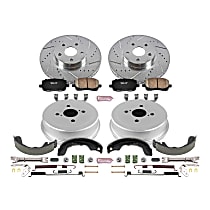 K15220DK Front and Rear Power Stop Z23 Daily Carbon-Fiber Ceramic Brake Pads, Drilled + Slotted Rotors, Drum + Shoe Kit