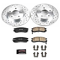 Rear Brake Disc and Pad Kit, Cross-drilled and Slotted, 5 Lugs, 11.06 in., Carbon Fiber Ceramic, Z23 Evolution Sport Series