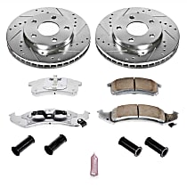 Front Brake Disc and Pad Kit, Cross-drilled and Slotted, 5 Lugs, 278 mm, Carbon Fiber Ceramic, Base, Z26 Street Warrior Carbon-Fiber Ceramic Series