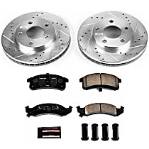 Front Brake Disc and Pad Kit, Cross-drilled and Slotted, 5 Lugs, 278 mm, Carbon Fiber Ceramic, Base, Z23 Evolution Sport Series