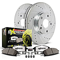 Rear Brake Disc and Pad Kit, Cross-drilled and Slotted, 5 Lugs, 261 mm, Carbon Fiber Ceramic, Z26 Street Warrior Carbon-Fiber Ceramic Series