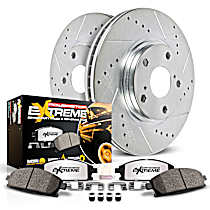 Front Brake Disc and Pad Kit, Cross-drilled and Slotted, 5 Lugs, 296 mm, Carbon Fiber Ceramic, Red Line, 3.5L 6Cyl, Z36 Extreme Truck And Tow