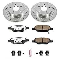 Rear Brake Disc and Pad Kit, Cross-drilled and Slotted, 5 Lugs, 10.63 in., Carbon Fiber Ceramic, Z26 Street Warrior Carbon-Fiber Ceramic Series