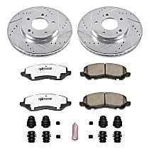Front Brake Disc and Pad Kit, Cross-drilled and Slotted, 5 Lugs, 276 mm, Carbon Fiber Ceramic, Z26 Street Warrior Carbon-Fiber Ceramic Series