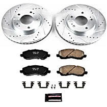 Front Brake Disc and Pad Kit, Cross-drilled and Slotted, 5 Lugs, 276 mm, Carbon Fiber Ceramic, Z23 Evolution Sport Series