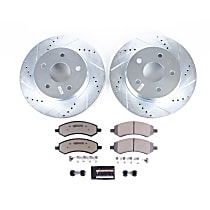 Front Brake Disc and Pad Kit, Cross-drilled and Slotted, 5 Lugs, 336 mm, Carbon Fiber Ceramic, Z36 Extreme Truck And Tow