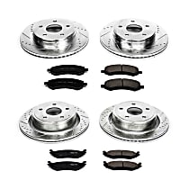 Front and Rear Brake Disc and Pad Kit, Cross-drilled and Slotted, 5 Lugs, 336 mm, Carbon Fiber Ceramic, Z23 Evolution Sport Series