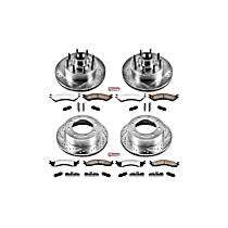 Front and Rear Brake Disc and Pad Kit, Cross-drilled and Slotted 8 Lugs 325.9 mm Carbon Fiber Ceramic Z36 Extreme Truck And Tow