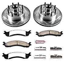 Front Brake Disc and Pad Kit, Cross-drilled and Slotted, 8 Lugs, 331 mm, Carbon Fiber Ceramic, Z36 Extreme Truck And Tow