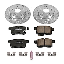 Rear Brake Disc and Pad Kit, Cross-drilled and Slotted, 5 Lugs, 281.6 mm, Carbon Fiber Ceramic, Z23 Evolution Sport Series