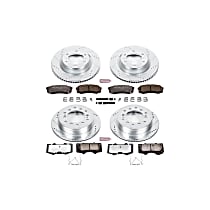 Front and Rear Brake Disc and Pad Kit, Cross-drilled and Slotted, 6 Lugs, 338 mm, Carbon Fiber Ceramic, Z36 Extreme Truck And Tow