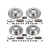 Front and Rear Brake Disc and Pad Kit, Cross-drilled and Slotted, 6 Lugs, 298 mm, Carbon Fiber Ceramic, Z36 Extreme Truck And Tow