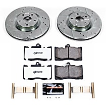 K6355-26 Front Brake Disc and Pad Kit, Cross-drilled and Slotted 5 Lugs 334 mm Carbon Fiber Ceramic Z26 Street Warrior Carbon-Fiber Ceramic Series
