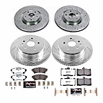 K6513-26 Front and Rear Brake Disc and Pad Kit, Cross-drilled and Slotted 5 Lugs 334 mm and 310 mm Carbon Fiber Ceramic Z26 Street Warrior Carbon-Fiber Ceramic Series