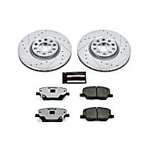 Front Brake Disc and Pad Kit, Cross-drilled and Slotted, 5 Lugs, 305 mm, Carbon Fiber Ceramic, Z36 Extreme Truck And Tow