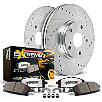 K7757-36 Rear Brake Disc and Pad Kit, Cross-drilled and Slotted 5 Lugs 320 mm Carbon Fiber Ceramic Z36 Extreme Truck And Tow