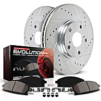 K7757 Rear Brake Disc and Pad Kit, Cross-drilled and Slotted 5 Lugs 12.57 in. Carbon Fiber Ceramic Z23 Evolution Sport Series