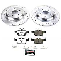 Rear Brake Disc and Pad Kit, Cross-drilled and Slotted, 5 Lugs, 302 mm, Carbon Fiber Ceramic, Z36 Extreme Truck And Tow