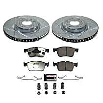 Front Brake Disc and Pad Kit, Cross-drilled and Slotted, 5 Lugs, 308.1 mm, Carbon Fiber Ceramic, Z36 Extreme Truck And Tow
