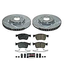 Front Brake Disc and Pad Kit, Cross-drilled and Slotted 5 Lugs 308.1 mm Carbon Fiber Ceramic Z23 Evolution Sport Series