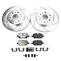 Rear Brake Disc and Pad Kit, Cross-drilled and Slotted 6 Lugs 315 mm Carbon Fiber Ceramic Z36 Extreme Truck And Tow