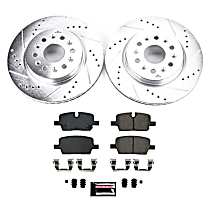 Rear Brake Disc and Pad Kit, Cross-drilled and Slotted, 6 Lugs, 315 mm, Carbon Fiber Ceramic, Sport, Z23 Evolution Sport Series