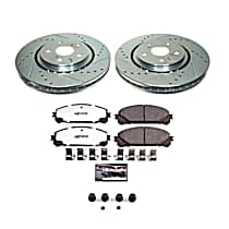 Front Brake Disc and Pad Kit, Cross-drilled and Slotted, 5 Lugs, 327.9 mm, Carbon Fiber Ceramic, Z36 Extreme Truck And Tow