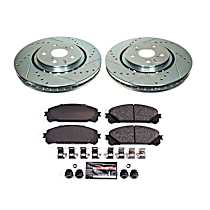 Front Brake Disc and Pad Kit, Cross-drilled and Slotted, 5 Lugs, 327.9 mm, Carbon Fiber Ceramic, Z23 Evolution Sport Series