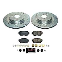 Rear Brake Disc and Pad Kit, Cross-drilled and Slotted, 5 Lugs, 317 mm, Carbon Fiber Ceramic, Z23 Evolution Sport Series