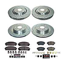 Front and Rear Brake Disc and Pad Kit, Cross-drilled and Slotted, 5 Lugs, 317 mm, Carbon Fiber Ceramic, Z23 Evolution Sport Series