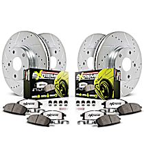 K8904-26 Front and Rear Brake Disc and Pad Kit, Cross-drilled and Slotted 5 Lugs 320.3 mm Carbon Fiber Ceramic Z26 Street Warrior Carbon-Fiber Ceramic Series