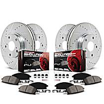 K8904 Front and Rear Brake Disc and Pad Kit, Cross-drilled and Slotted 5 Lugs 320.3 mm Carbon Fiber Ceramic Z23 Evolution Sport Series