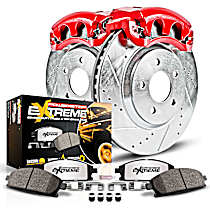 Front Brake Disc and Caliper Kit, Red Powdercoat Caliper, Carbon Fiber Ceramic, 5 Lugs, Z36 Extreme Truck And Tow