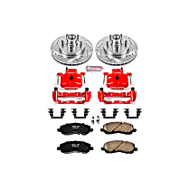 Front, Brake Disc and Caliper Kit, Red Powdercoat Caliper, Carbon Fiber Ceramic, 5 Lugs, Z23 Evolution Sport Series