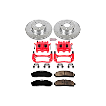 KC1923 Front Brake Disc and Caliper Kit, Red Powdercoat Caliper, Carbon Fiber Ceramic, 5 Lugs, Z23 Evolution Sport Series
