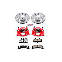 KC1970-36 Front Brake Disc and Caliper Kit, Red Powdercoat Caliper, Carbon Fiber Ceramic, 6 Lugs, Z36 Extreme Truck And Tow