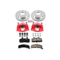 KC1970 Front Brake Disc and Caliper Kit, Red Powdercoat Caliper, Carbon Fiber Ceramic, 6 Lugs, Z23 Evolution Sport Series