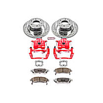 KC2050-26 Rear Brake Disc and Caliper Kit, Red Powdercoat Caliper, Carbon Fiber Ceramic, 6 Lugs, Z26 Street Warrior Carbon-Fiber Ceramic Series