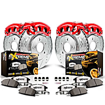 KC212-36 Front and Rear Brake Disc and Caliper Kit, Red Powdercoat Caliper, Carbon Fiber Ceramic, 6 Lugs, Z36 Extreme Truck And Tow