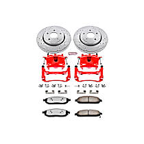 3-Piece Kit Front, Brake Disc and Caliper Kit, The front calipers in this kit are new castings and do not have a "JEEP" logo, Red Powdercoat Caliper, Carbon Fiber Ceramic, 5 Lugs, Z36 Extreme Truck And Tow