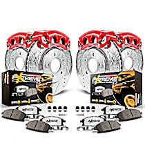 6-Piece Kit Front and Rear, Brake Disc and Caliper Kit, The front calipers in this kit are new castings and do not have a "JEEP" logo, Red Powdercoat Caliper, Carbon Fiber Ceramic, 5 Lugs, Z36 Extreme Truck And Tow