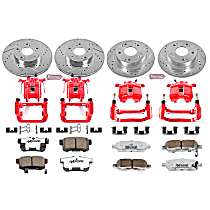Front and Rear, Brake Disc and Caliper Kit, Red Powdercoat Caliper, Carbon Fiber Ceramic, 5 Lugs, Z26 Street Warrior Carbon-Fiber Ceramic Series