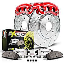 3-Piece Kit Rear, Brake Disc and Caliper Kit, Red Powdercoat Caliper, Carbon Fiber Ceramic, 5 Lugs, Z26 Street Warrior Carbon-Fiber Ceramic Series