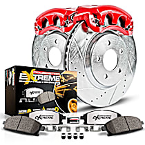 Brake Disc and Caliper Kit, Models with 1 piston front calipers, Red Powdercoat Caliper, Carbon Fiber Ceramic, 5 Lugs, Z36 Extreme Truck And Tow