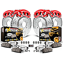 KC4063-36 Front and Rear Brake Disc and Caliper Kit, Red Powdercoat Caliper, Carbon Fiber Ceramic, 6 Lugs, Z36 Extreme Truck And Tow