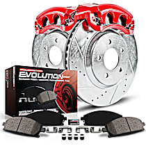 KC4659 Front Brake Disc and Caliper Kit, Red Powdercoat Caliper, Carbon Fiber Ceramic, 5 Lugs, Z23 Evolution Sport Series