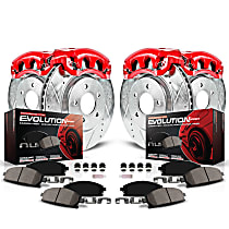 KC5823 Front and Rear Z23 Daily Carbon-Fiber Ceramic Brake Pad, Drilled & Slotted Rotor and Caliper Kit
