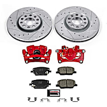 KC7299 Front Brake Disc and Caliper Kit, Powdercoated red, Carbon Fiber Ceramic, 5 Lugs, Z23 Evolution Sport Series