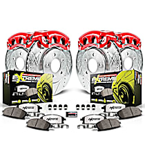 KC802-26 Front and Rear Brake Disc and Caliper Kit, Red Powdercoat Caliper, Carbon Fiber Ceramic, 5 Lugs, Z26 Street Warrior Carbon-Fiber Ceramic Series