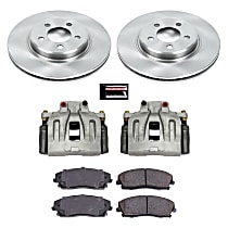 Brake Disc and Caliper Kit, RWD, Models with 1 piston front calipers, Natural Caliper, Ceramic, 5 Lugs, Z17 OE Replacement